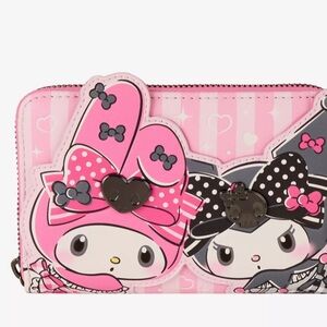 Loungefly Sanrio My Melody & Kuromoi Striped Small Zip Wallet NWT